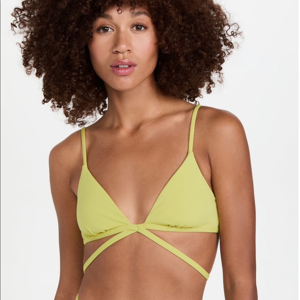 Jonathan Simkhai Harlen Solid Tie Front Bikini Top